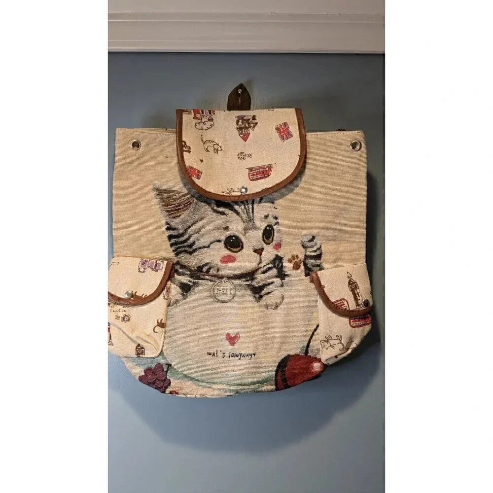 Cute Cat Print Backpack